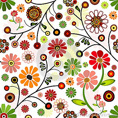 Floral vivid seamless pattern Vector Illustration