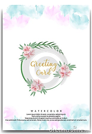 GREETING CARD WITH FLORAL WATERCOLOR Vector Illustration