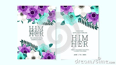 floral Wedding card Flower blossom. Romantic botanical invitation. Vector Illustration