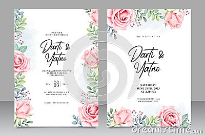 Floral wedding invitation set template -watercolor Vector Illustration