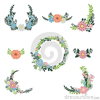 Floral wreath decoration vector. Vector Illustration