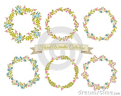 Floral Wreaths Collection Vector Illustration