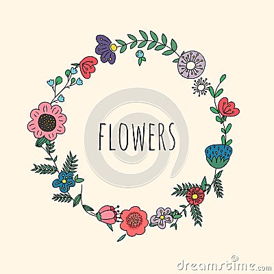 Floral wreaths. Template for wedding, mothers day, birthday, invitations. Vector Illustration