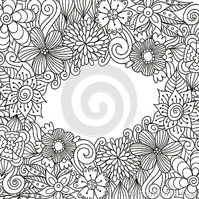 Floral zentangle decorative frame Vector Illustration