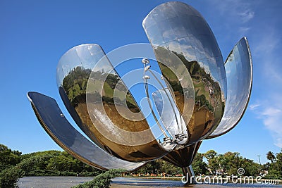 Floralis Generica at United Nations Park in Buenos Aires. Argentina Editorial Stock Photo