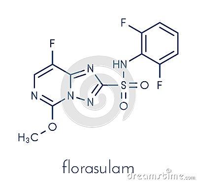 Florasulam herbicide molecule. Skeletal formula Vector Illustration