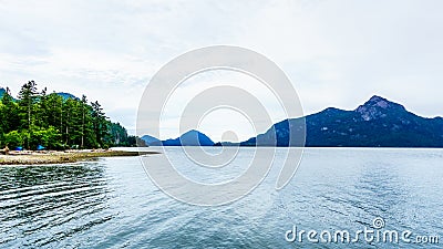 The flord of Howe Sound and surrounding Mountains Stock Photo