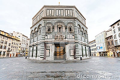 Florence Baptistery of Saint John in morning Editorial Stock Photo