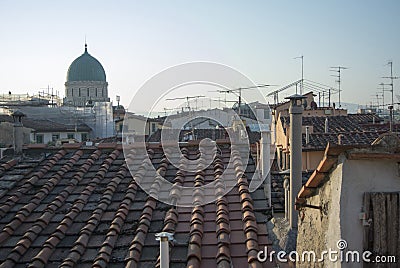 Florence at the border between sky and roofs Stock Photo