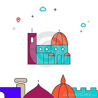 Florence Cathedral, Italy filled line icon, simple illustration Vector Illustration