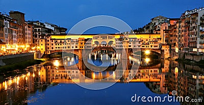 Florence city lights by night, Italy Stock Photo