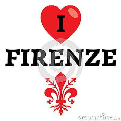 Florence city logo with red heart Stock Photo