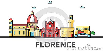 Florence city skyline Vector Illustration