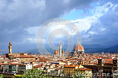 Florence city view with the Dome seen from Piazzale Michelangelo, Italy Stock Photo