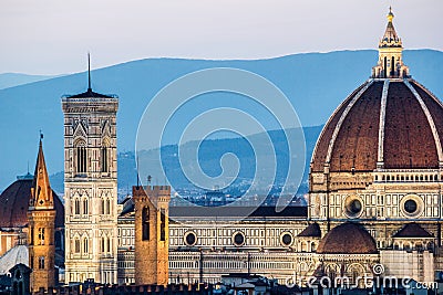 Florence, cityscape and Cathedral and Brunelleschi Dome Stock Photo