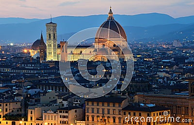 Florence dome, night view, Tuscany Stock Photo