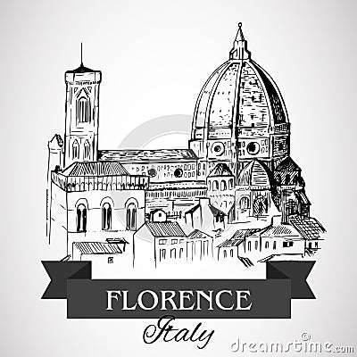 Florence Duomo - Florence Cathedral Vector Illustration