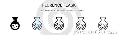 Florence flask icon in filled, thin line, outline and stroke style. Vector illustration of two colored and black florence flask Vector Illustration