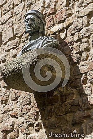 Bust of the Italian poet, thinker and theologian Dante Alighieri in Florence Editorial Stock Photo