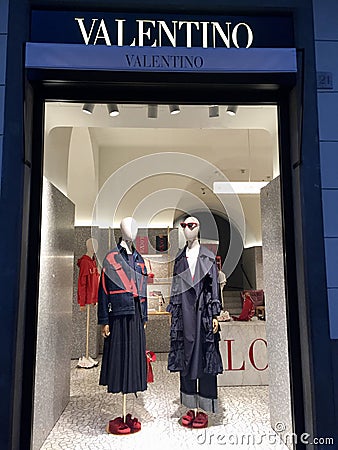 Store window of a Valentino in the center of Florence Editorial Stock Photo