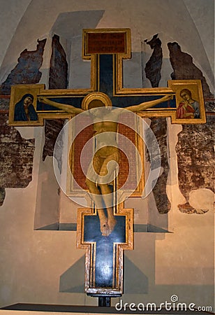 Florence italy cross of giotto in santa croce church Editorial Stock Photo