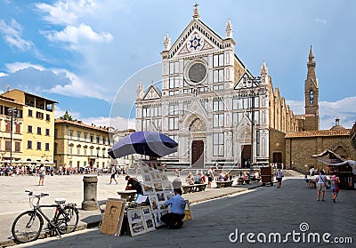 The Basilica of Santa Croce in Florence Editorial Stock Photo