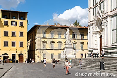 Urban scene in Florence at the Piazza di Santa Croce Editorial Stock Photo