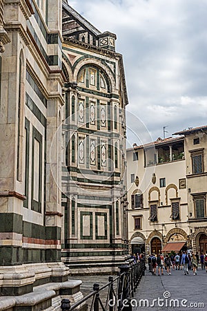 Florence, Italy - 25 June 2018: Cathedral Santa Maria del Fiore with magnificent Renaissance dome designed by Filippo Brunelleschi Editorial Stock Photo