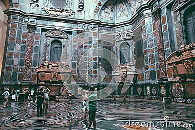 Panoramic view of interior of the Medici Chapels (Cappelle Medicee) Editorial Stock Photo