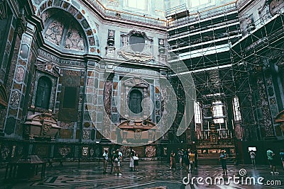 Panoramic view of interior of the Medici Chapels (Cappelle Medicee) Editorial Stock Photo