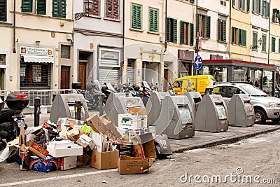 Large kerbside rubbish collection bins Editorial Stock Photo