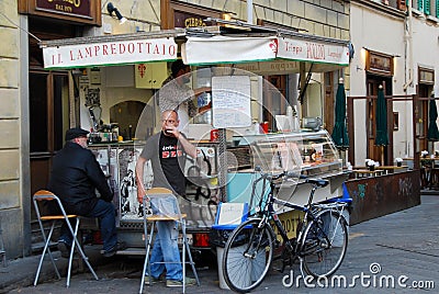 Florence, Italy - The `lampredottaio`. Editorial Stock Photo