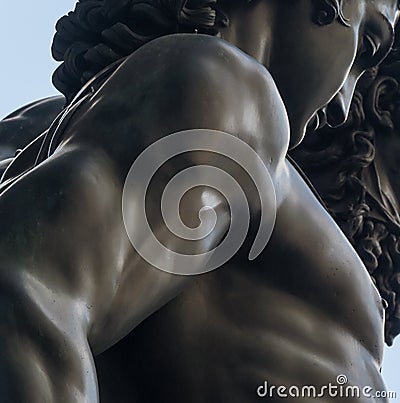 Bronze statue of The Perseus with the head of Medusa , fragment Editorial Stock Photo