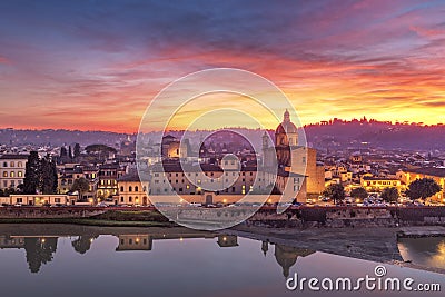 Florence, Italy with San Frediano in Cestello on the Arno River Stock Photo