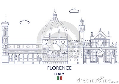 Florence City Skyline, Italy Vector Illustration