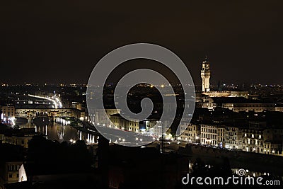 Florence night aerial cityscape Editorial Stock Photo