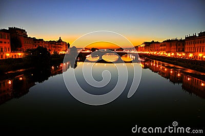 Florence city lights by night, Italy Stock Photo