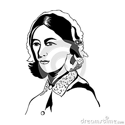 Florence Nightingale.Vector portrait of Florence Nightingale Vector Illustration