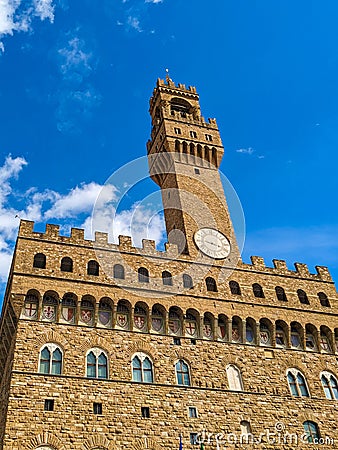 Florence Palazzo Vecchio and Arnolfo Tower, Tuscany, Italy Stock Photo