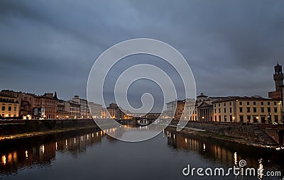 Florence Ponte vechio bridge at night Stock Photo