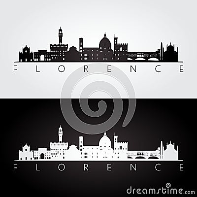 Florence skyline and landmarks silhouette Vector Illustration