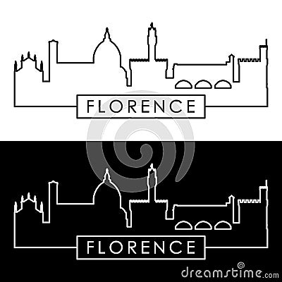 Florence skyline. Linear style. Vector Illustration