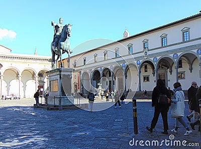 Florence Tuscany Italy, Piazza Santissima Annunziata Editorial Stock Photo