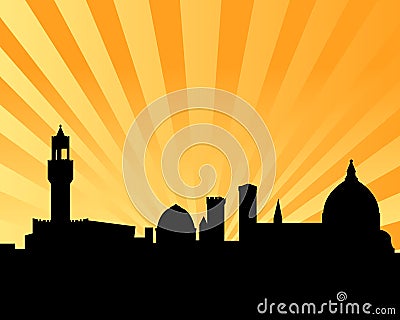 Florence vector skyline sunset Vector Illustration