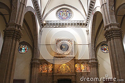 Florence. Watch the Duomo in Florence with the dial of Paolo Uccello. Editorial Stock Photo