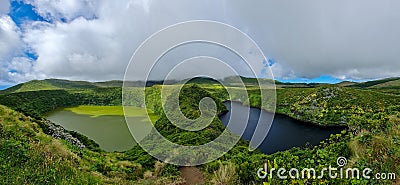 Flores, Azores - the green paradise in the Atlantic Ocean The highlands of Flores Fascinating sea world, crater lake Stock Photo