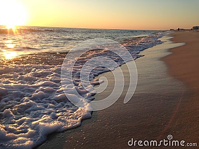 Florida Beach with Sunset and Waves Stock Photo