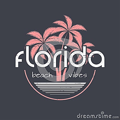 Florida beach vibes t-shirt and apparel vector design, print, ty Vector Illustration