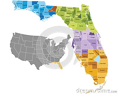 Florida counties Vector Illustration