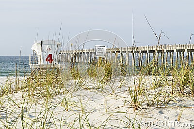 Florida Dunes and Pier Stock Photo